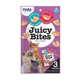 Juicy Bites cat treats 3 pack featuring shrimp and seafood flavors, ideal for keeping cats satisfied and healthy.