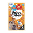 Juicy Bites Cat Treats 3 Pack featuring fish and clam flavors with cute cat graphics and soft treats for pets.