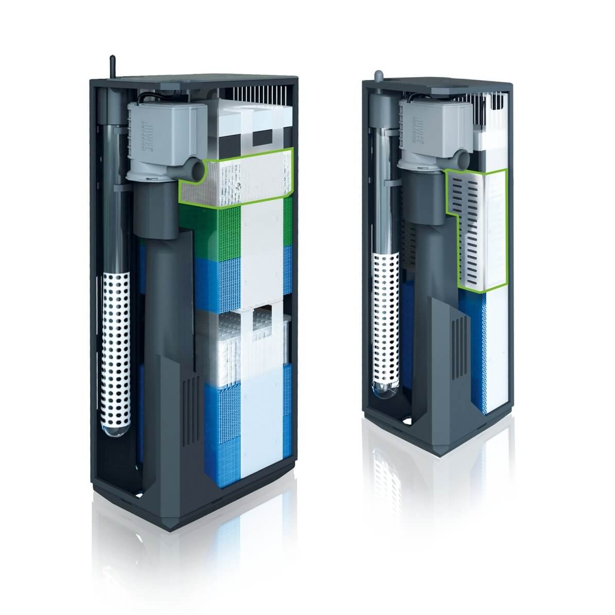 Juwel Carbon Filter System showcasing internal components for efficient aquarium water filtration and purification.