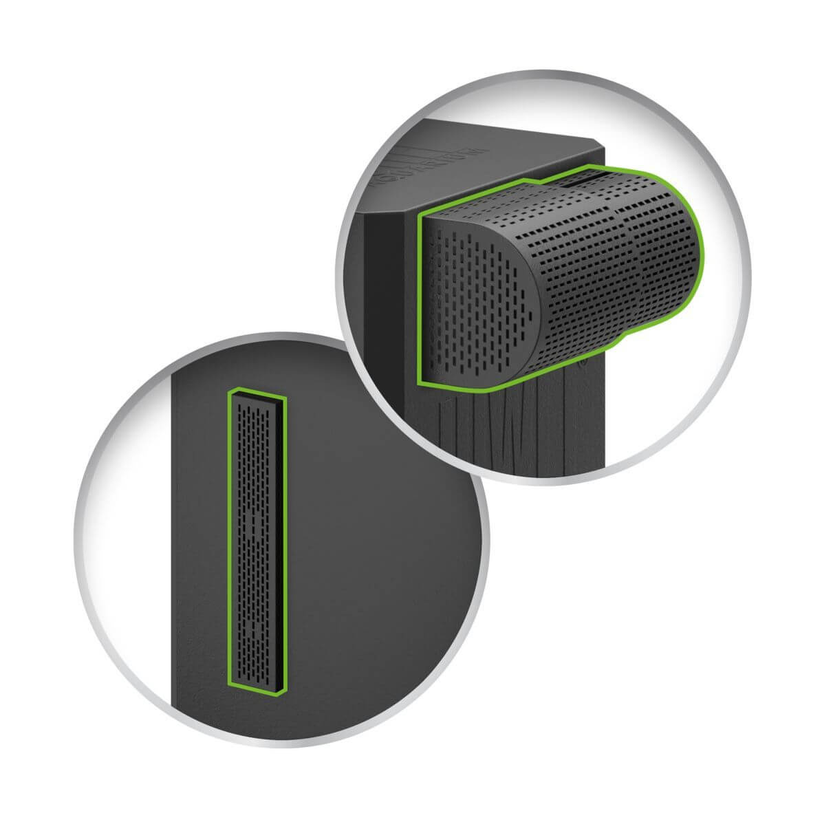 Close-up of JUWEL FilterGrid showing fine-mesh intake slots designed to prevent small fish and shrimp from entering the filter.