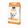 Kit Cat Soya Clumping Cat Litter 7kg packaging with a cat illustration and peach scent, eco-friendly and moisture-absorbing.