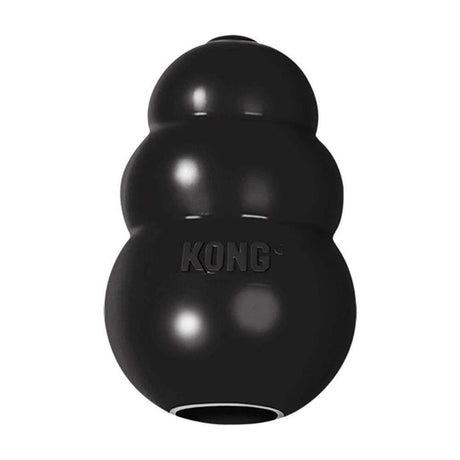 KONG Extreme dog toy, durable black rubber for tough chewers, designed for play and enrichment.