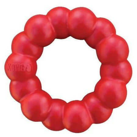KONG Red Ring Dog Chew Toy made of durable red rubber, ideal for long-lasting chewing and promoting dental health in dogs.
