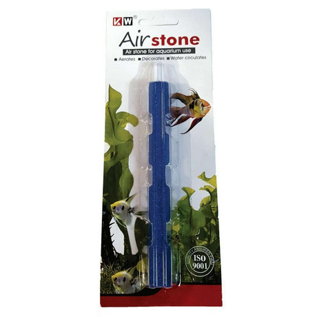 kW Airstone Long for aquariums, enhances oxygenation with a fine bubble stream, ideal for fish setups, 10cm and 15cm sizes.
