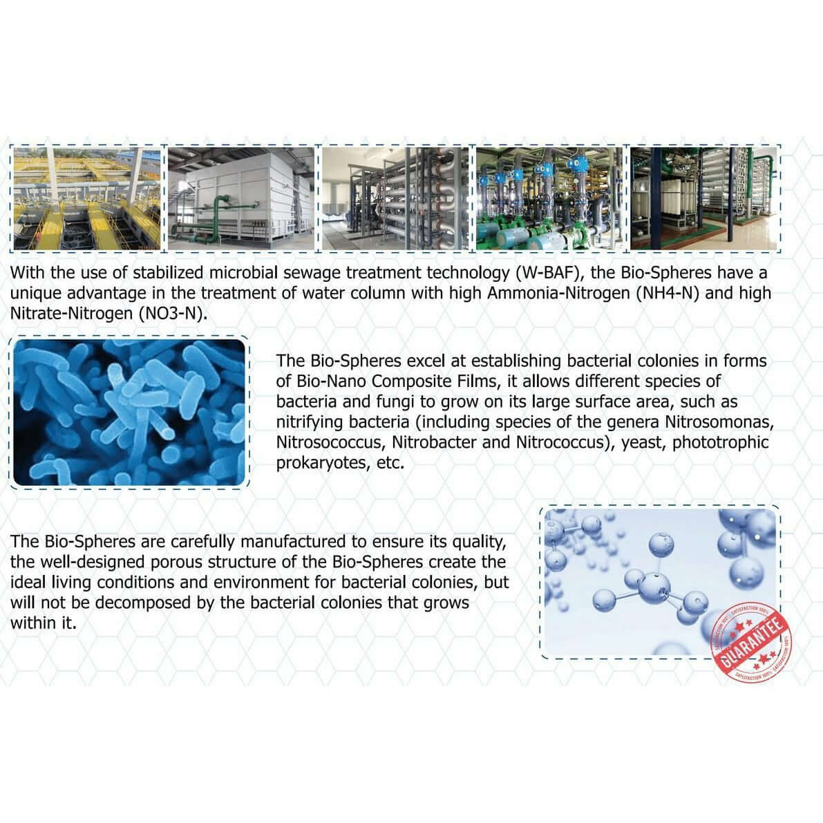 Maxspect Nano-Tech Bio-Spheres demonstrating bacterial colonies for effective freshwater and marine aquarium filtration.