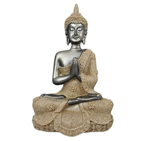 Meditating Buddha praying statue aquarium ornament, detailed design in serene pose, perfect for adding tranquility to aquatic environments.