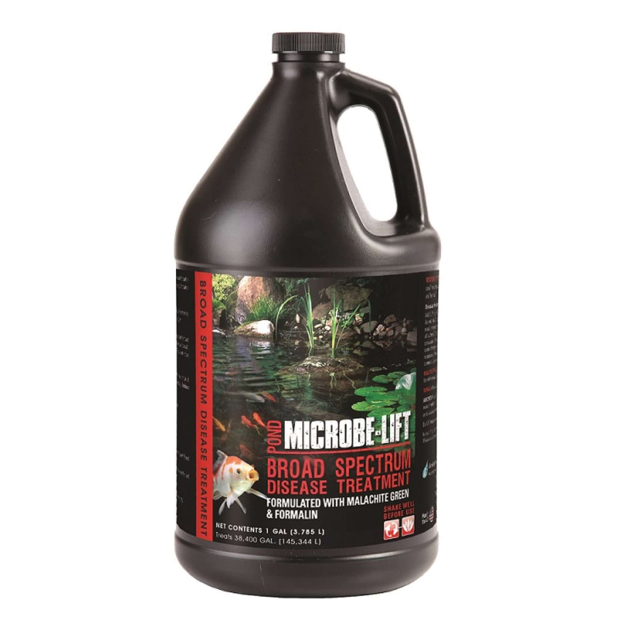 Microbe-Lift Pond Broad Spectrum Disease Treatment, 1-gallon bottle for fish disease prevention with Malachite Green and Formalin.