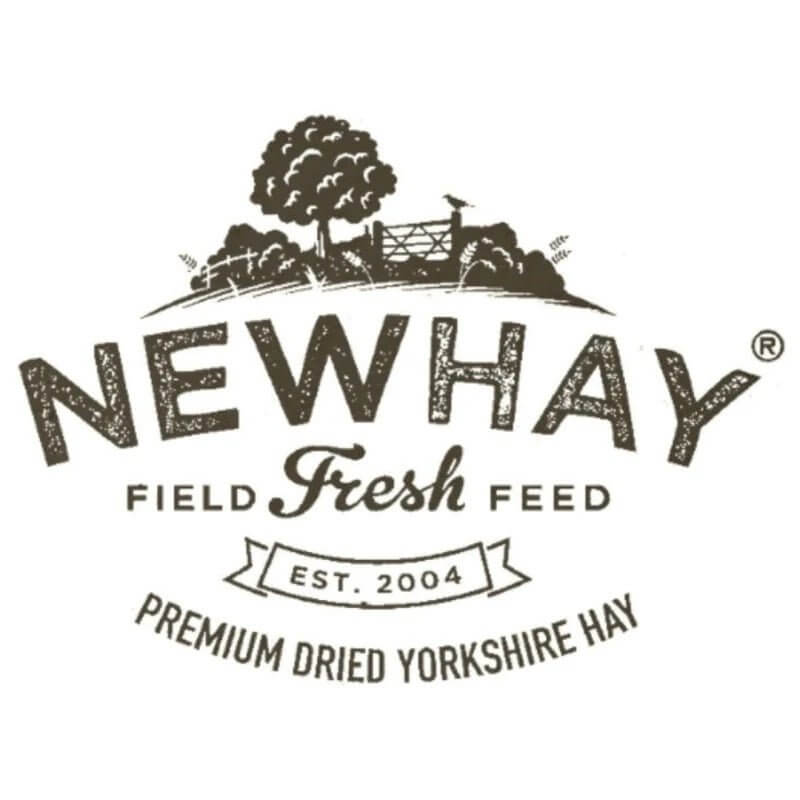 Newhay logo for premium dried Yorkshire hay, established 2004, featuring field and fresh feed design.