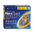NexGard Spectra chewable tablets packaging for dogs, suitable for 3.6-7.5 kg weight range, by Boehringer Ingelheim.