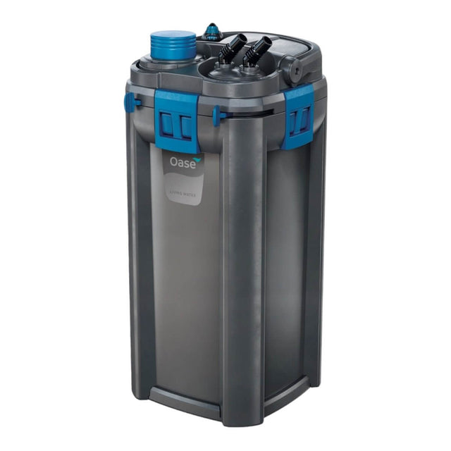 Oase BioMaster Thermo Canister Filter showcasing pre-filter chamber and integrated heater for optimal water quality.