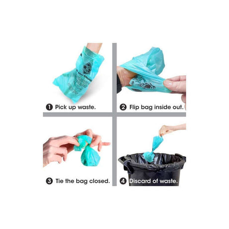 Step-by-step guide on using Ocean Breeze scented dog waste pick-up bags for easy disposal.