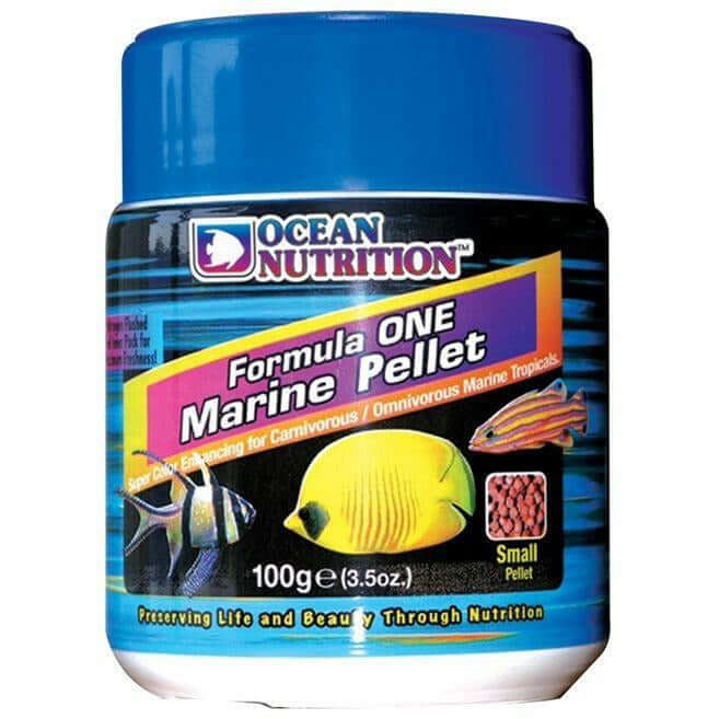 Ocean Nutrition Formula One Pellets 100g canister for carnivorous and omnivorous fish, featuring soft and moist marine pellets.