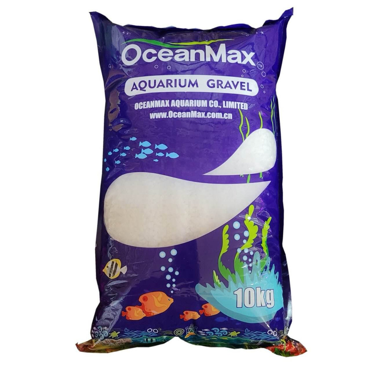OceanMax aquarium gravel 10kg bag, perfect for creating a natural bottom in your aquarium setup.