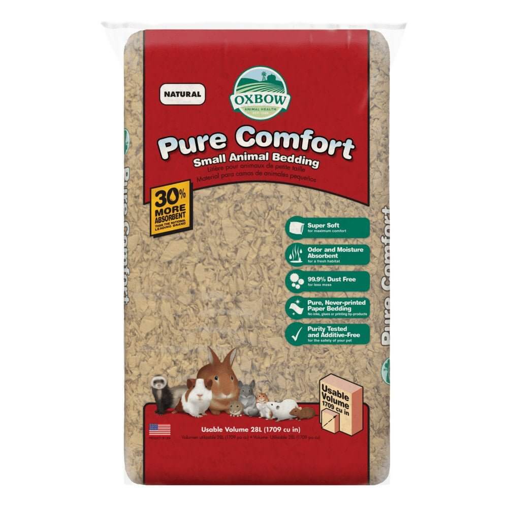 Oxbow Pure Comfort Natural Bedding for small animals, 100% paper, odor absorbent, moisture absorbent, super soft, dust-free.