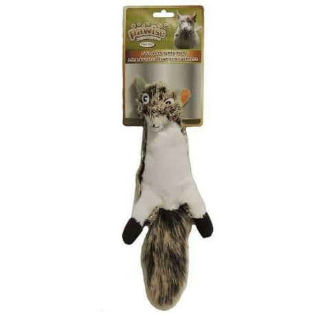 Pawise Stuffless Squirrel dog toy, soft plush with squeaker, small 35cm, perfect for long-lasting playtime.