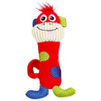 Colorful monkey-shaped dog toy with vibrant textures and cheerful design for playful pups.