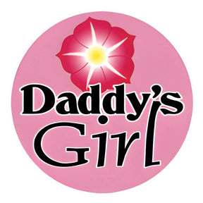 Pet ID Tag design featuring "Daddy's Girl" text with a flower on a pink background, perfect for pet lovers.