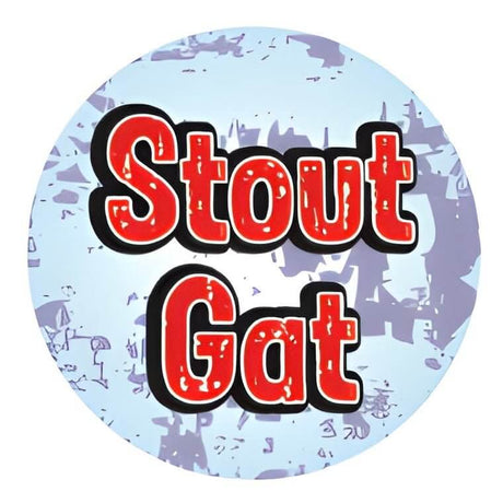 Stout Gat logo on a blue circular background, representing South Africa's top-selling pet ID tags.