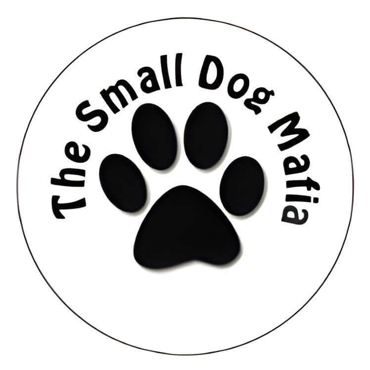 Pet ID Tag featuring "The Small Dog Mafia" logo with a paw print design, perfect for small dog owners.