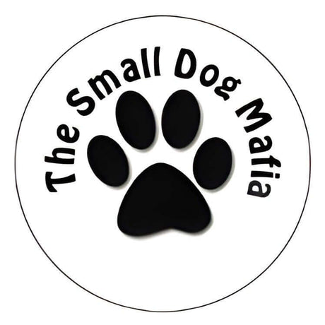 Pet ID Tag featuring "The Small Dog Mafia" logo with a paw print design, perfect for small dog owners.