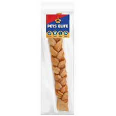 Pets Elite Natural Hide Koeksister chew treat, braided, chemical-free, long-lasting for dogs.