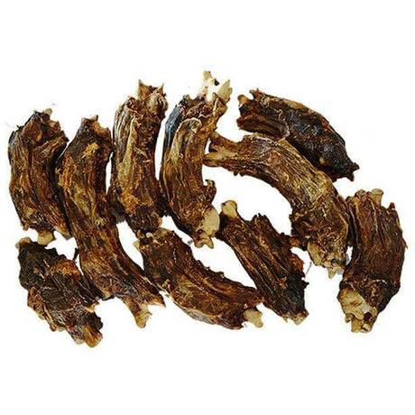 Dogs love Pets Elite Ostrich Necks, nutritious ostrich meat treats in a 5 pack for healthy snacking.