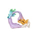 Elegant purple mermaid ornament with flowing hair and a fish, perfect for enhancing aquarium decor.