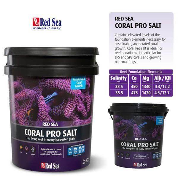 Red Sea Coral Pro Salt product packaging designed for optimal reef coral growth with enhanced minerals and buffers.