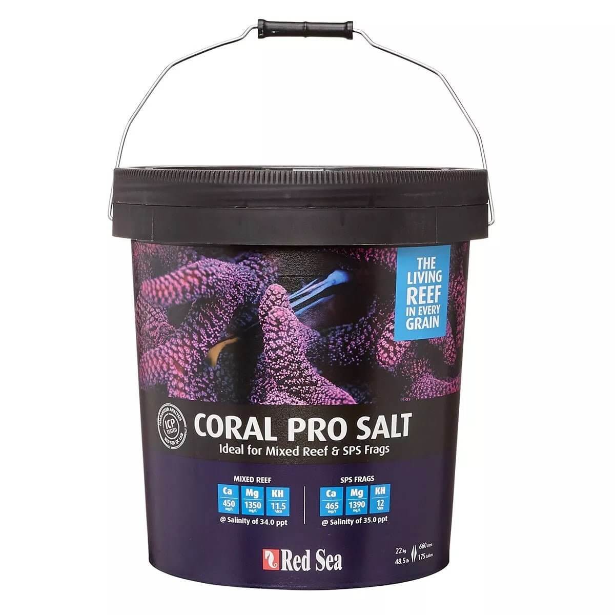 Red Sea Coral Pro Salt bucket designed for mixed reef aquariums, ideal for advanced hobbyists and SPS frags.