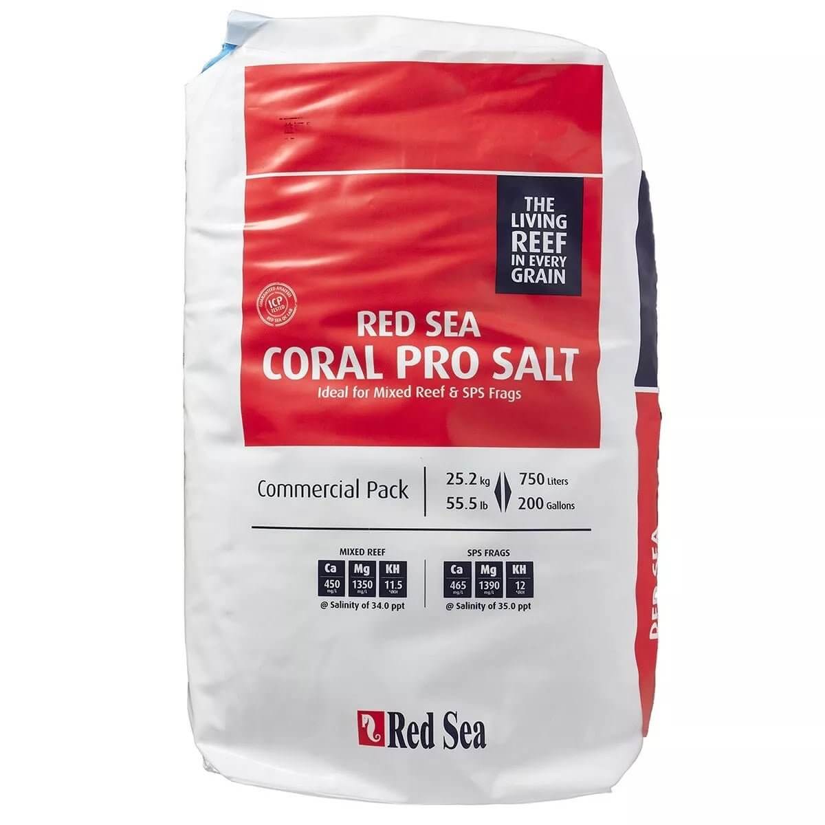 Red Sea Coral Pro Salt commercial pack, ideal for mixed reef and SPS frags, 25.2 kg, designed for reverse osmosis water.