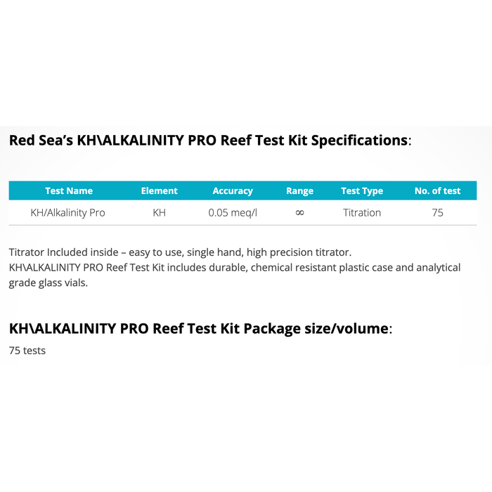 Red Sea KH Alkalinity Pro Reef Test Kit - Buy Online - Jungle Aquatics