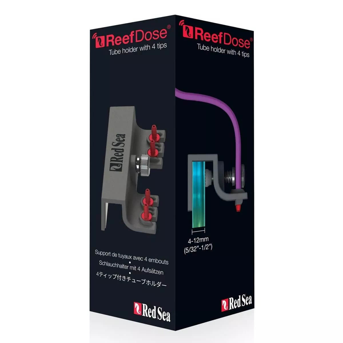 Red Sea ReefDose Tube Holder with four tips for secure dosing line management over tank or sump.