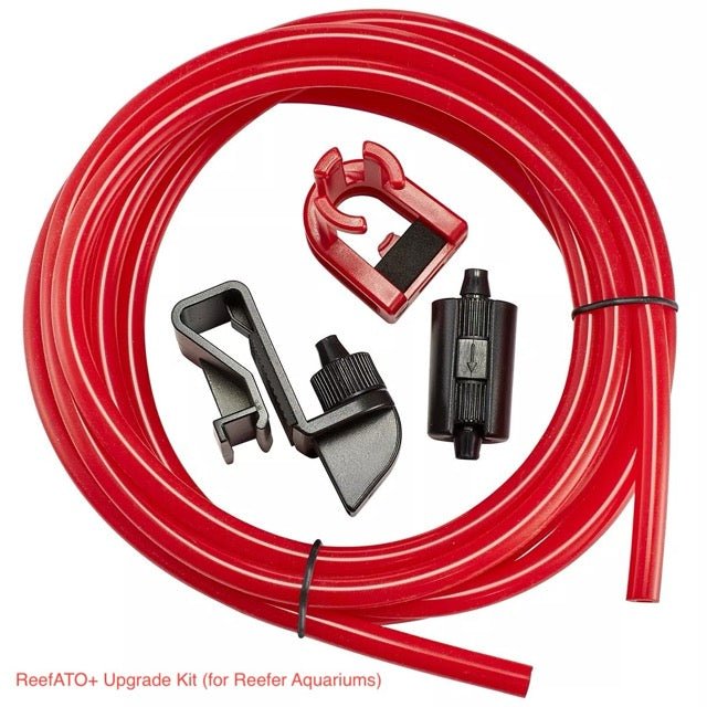 Red Sea ReefATO+ Upgrade Kit components including red tubing and accessories for Reefer Aquariums.