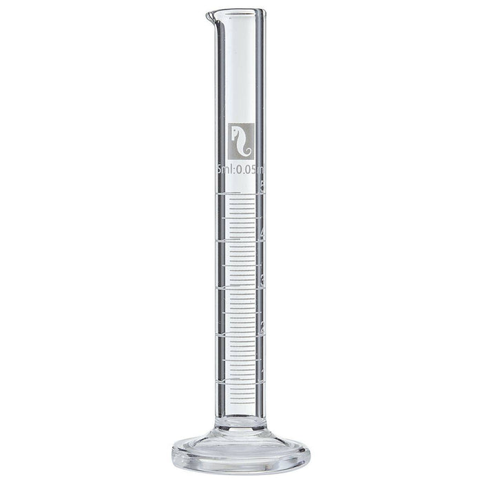 Clear glass graduated cylinder measuring 100ml for accurate liquid measurements in laboratory settings.