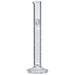 Clear glass graduated cylinder measuring 100ml for accurate liquid measurements in laboratory settings.