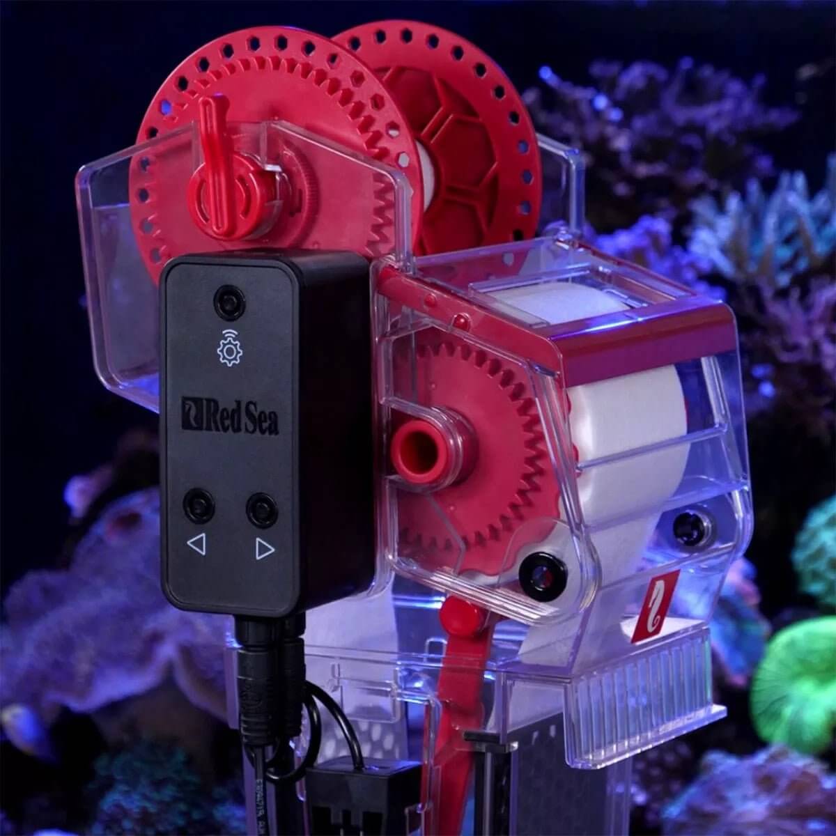 Red Sea ReefMat Fleece Roller Filter system showcasing its advanced design and control panel for saltwater aquariums.