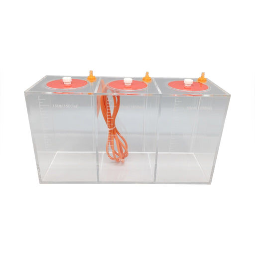 Red Starfish Dosing Pump Container DT45 with three 1.5L compartments for precise liquid storage and dosing.