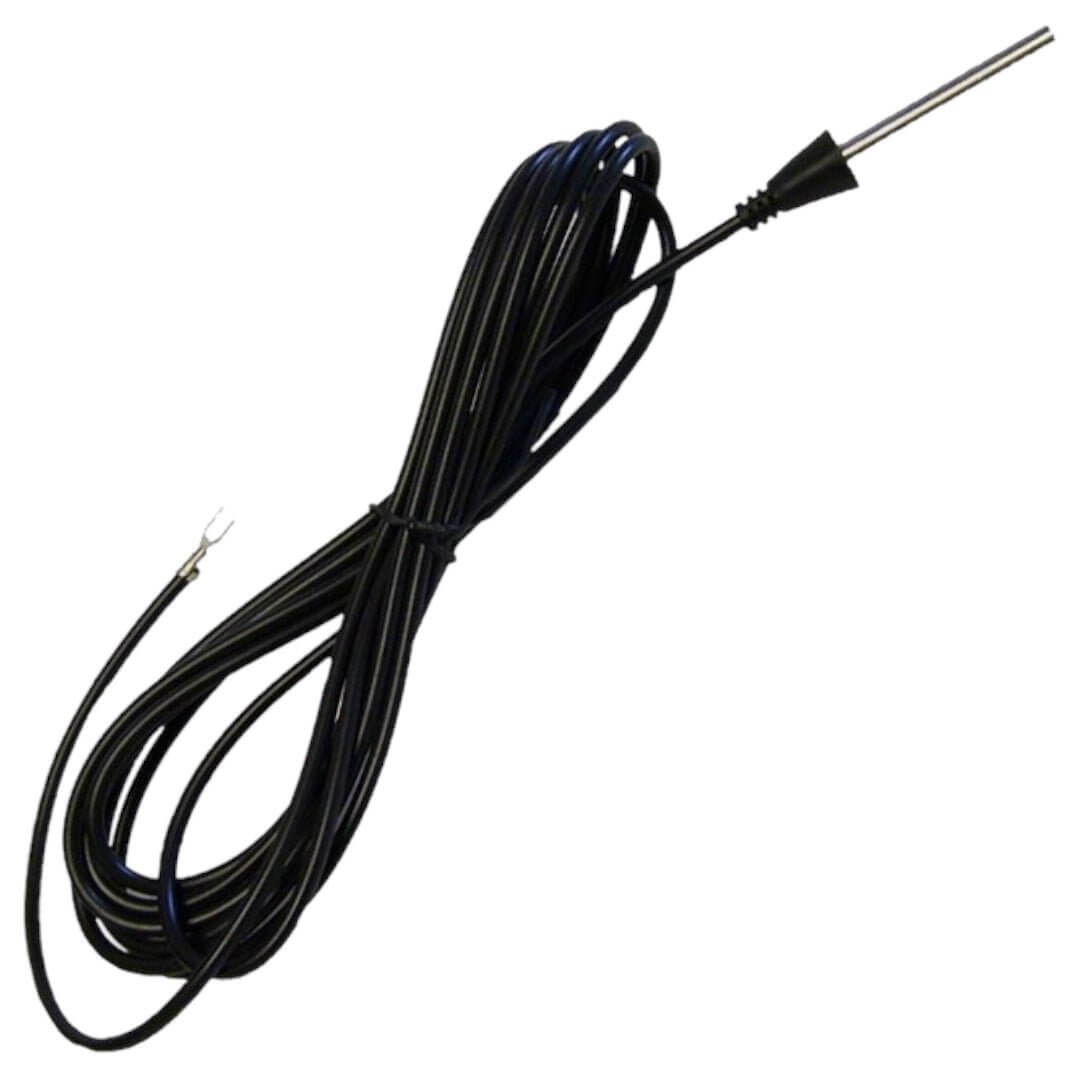 Reef Octopus Titanium Grounding Probe with a black cable for eliminating stray voltage in aquatic systems.