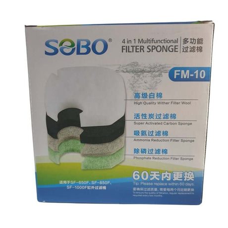 Replacement Sponge Set for SOBO Canister SF Series with 4-in-1 multifunctional filter sponges for ammonia and phosphate reduction.