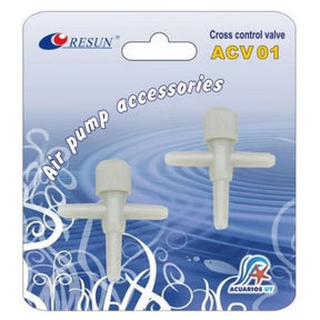 Resun Expandable Air Controller Cross Control Valve - 2pcs for airline tubing, efficient airflow management and aquarium accessories.
