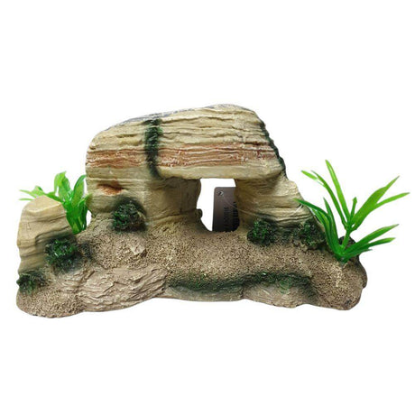 Small rock ornament for aquariums with plants, dimensions 20.5x9.5x10cm, enhances aquatic decor and provides hiding spots.