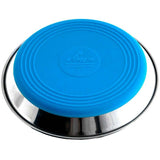 Rogz Anchovy Cat Bowl with blue silicone base and stainless steel design, ideal for comfortable feeding for cats.
