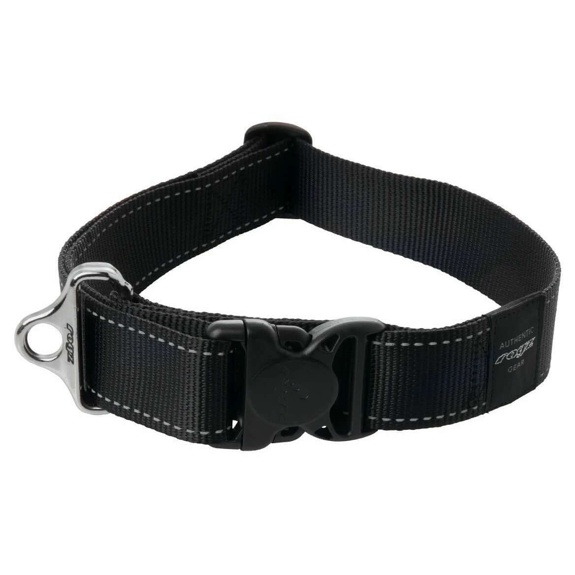 Rogz Classic Reflective Dog Collar featuring strong webbing, ergonomic buckle, and ID tag D-ring for everyday use.