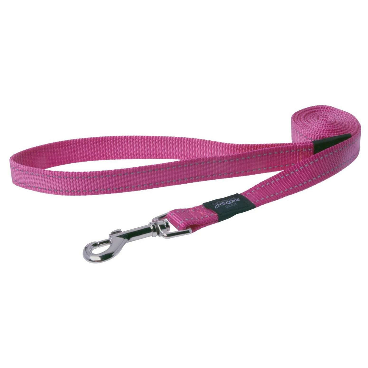 Rogz Classic Reflective Lead in pink, 11mm width, 1.8m length, designed for durability and nighttime visibility.