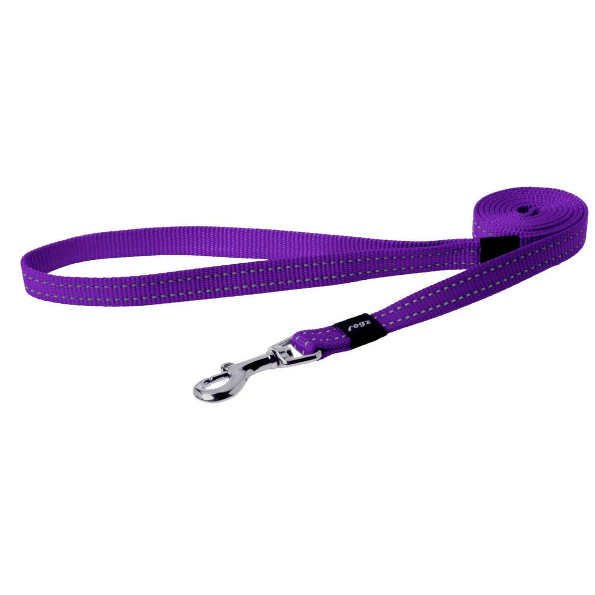 Rogz Classic Reflective Lead in purple, 1.8m length, showcasing durable webbing and reflective stitching for visibility.