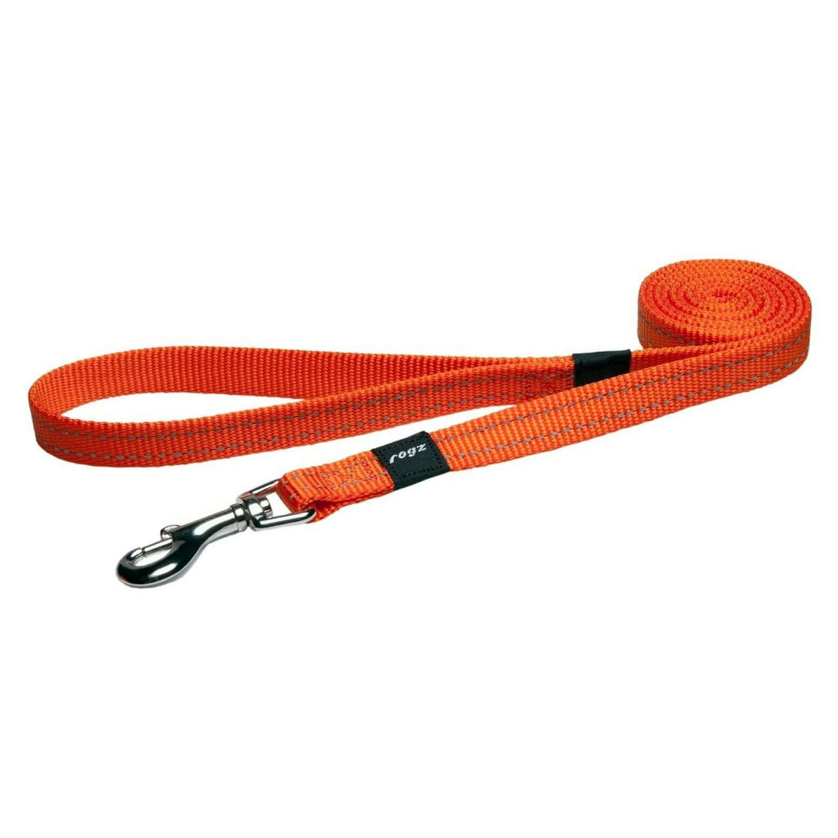 Rogz Classic Reflective Lead in bright orange, featuring durable webbing and strong metal clip for added safety.