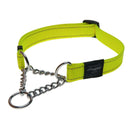 Rogz Control Chain Reflective Dog Collar in bright yellow for safe training and behavior correction. Non-slip design with stainless steel chain.