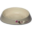 Rogz Catz Fishcake Bowl with non-skid base, shallow design, and cute cat illustrations for a fun feeding experience.