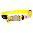 Rogz Reflecto cat collar in bright yellow with safety breakaway clip and bell for kittens.
