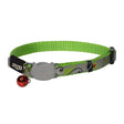 Rogz Reflecto Cat Collar in vibrant green, featuring a breakaway buckle and safety bell for kittens and small cats.